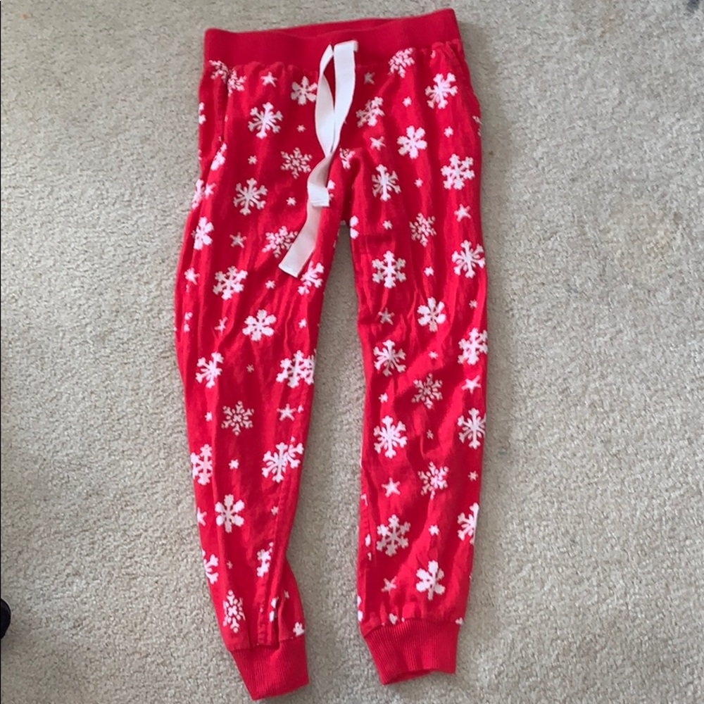 red sweatpants